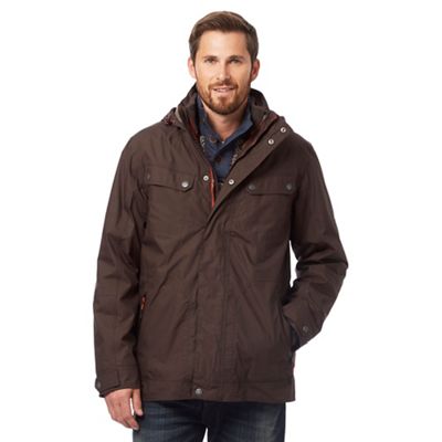 Big and tall brown technical 3-in-1 coat